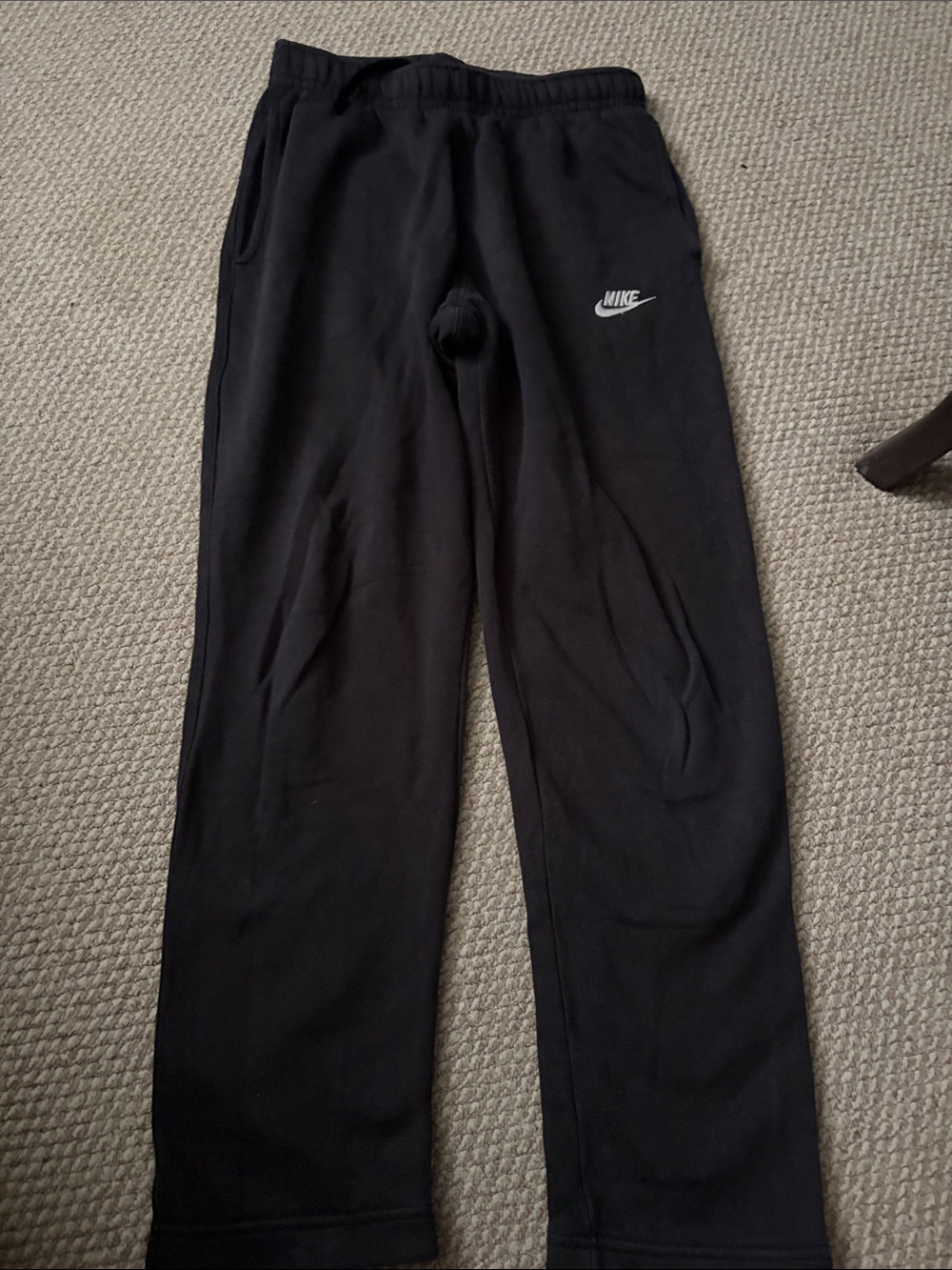 Nike Black men’s size small Fleece Joggers with White Swoosh